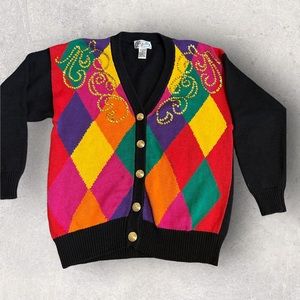 Vintage Clowncore Harlequin Sweater
